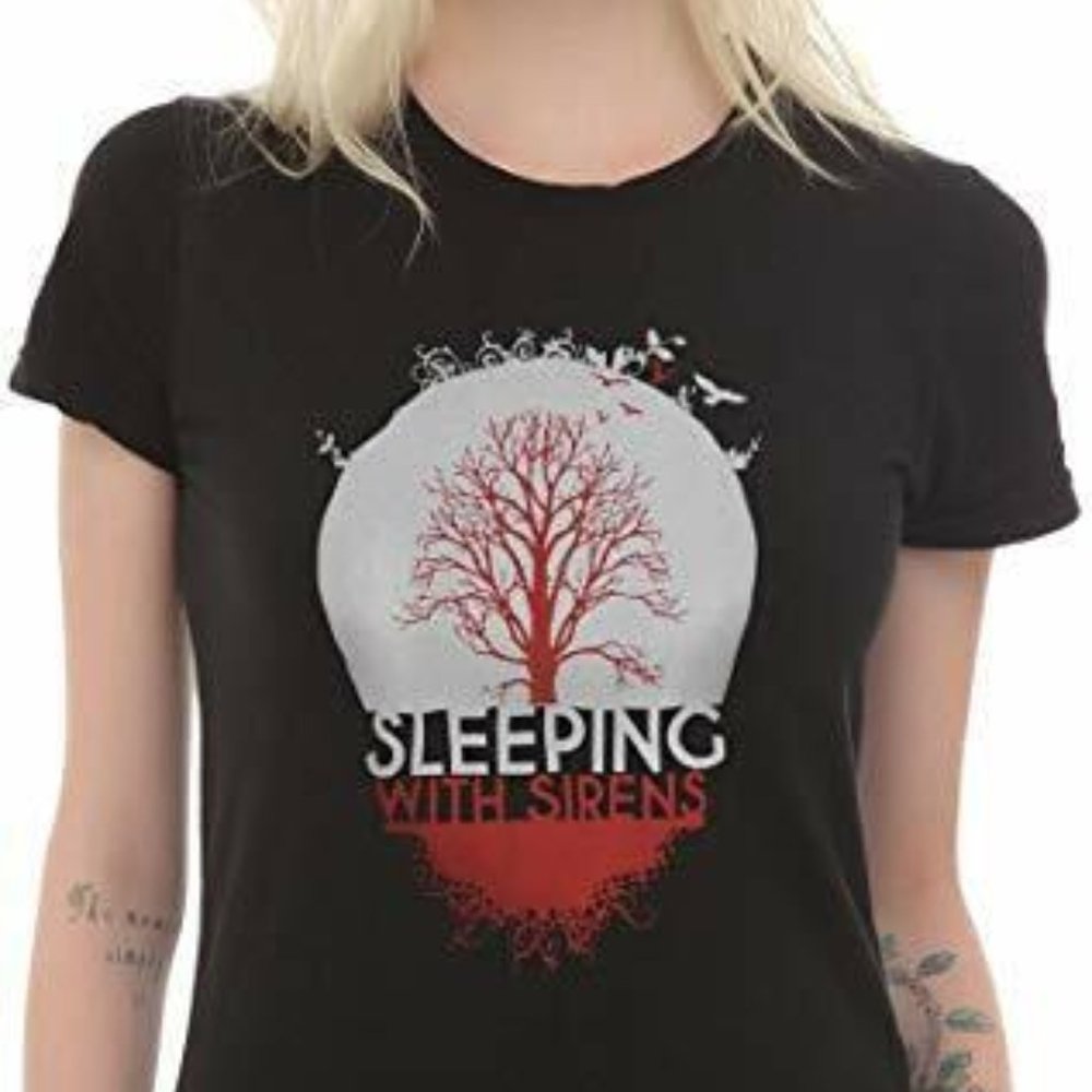 Sleeping With Sirens Juniors Tree Graphic Black Shirt New 2XL